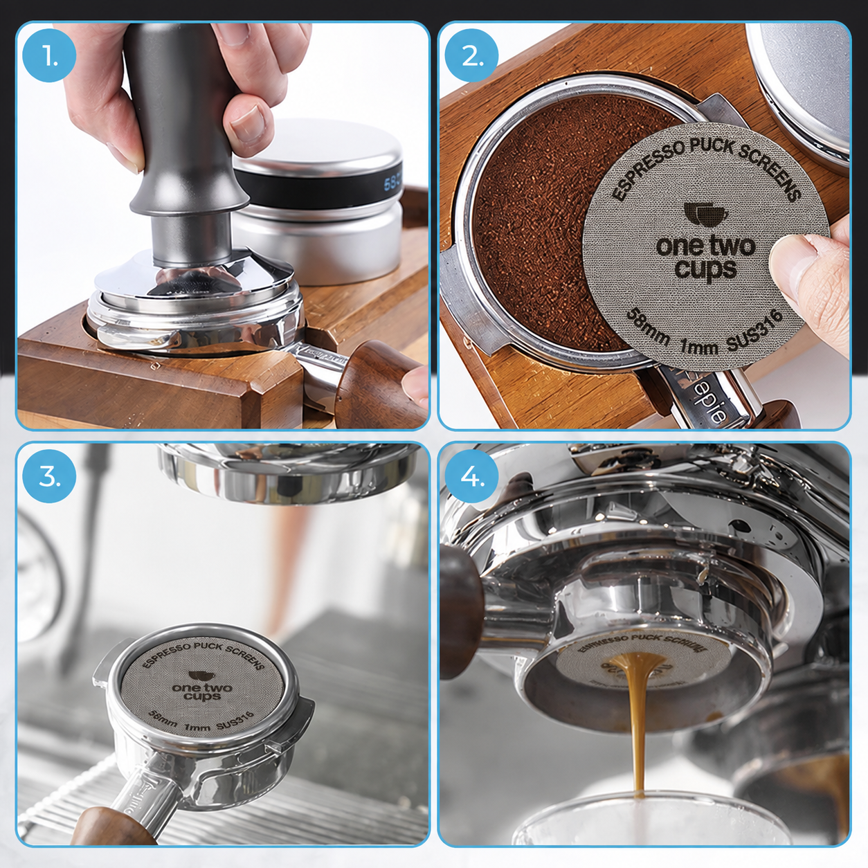 One Two Cups Puck Screen Portafilter Espresso Machine 150 Micron - SUS3 - Gambar 6