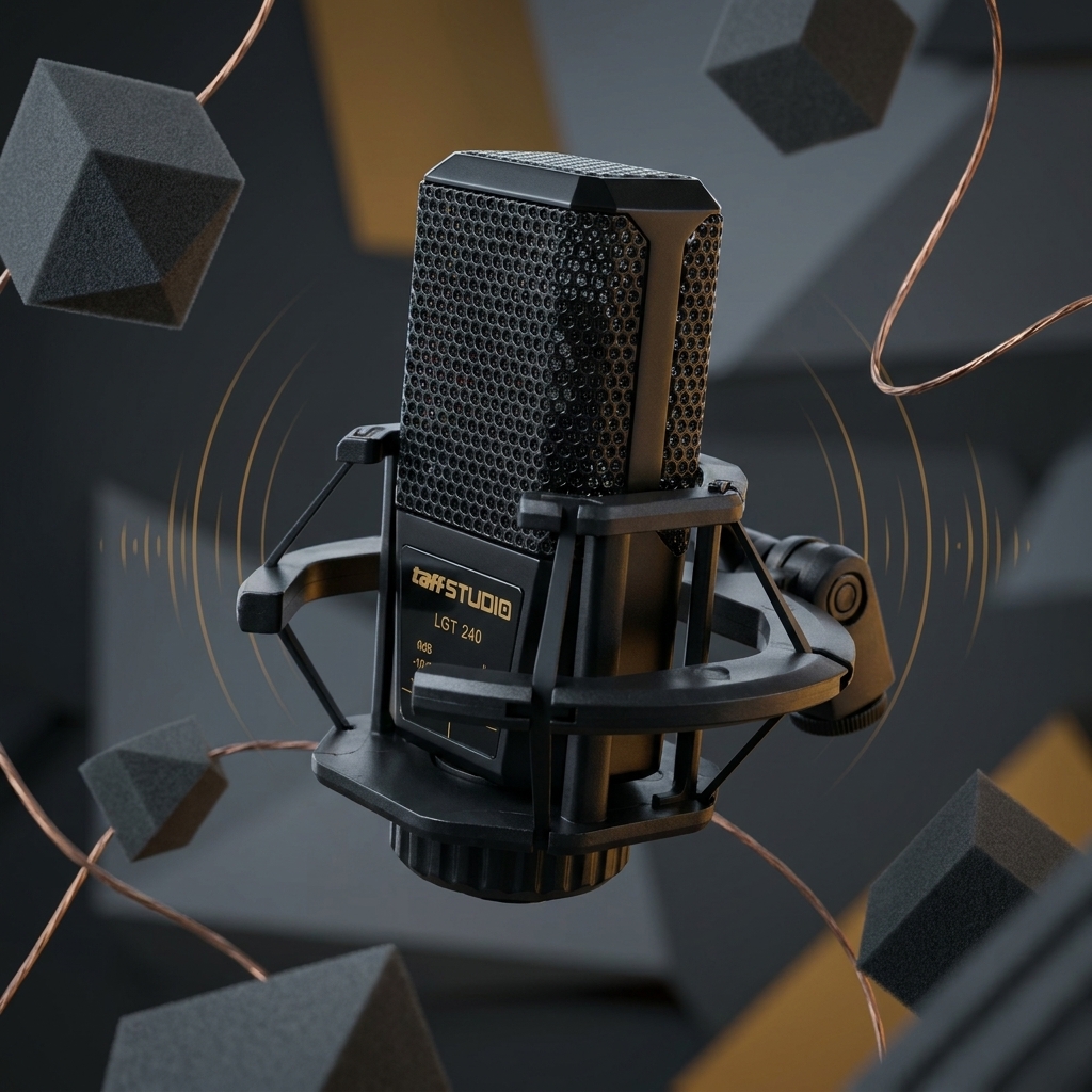 TaffSTUDIO Mic Kondenser XLR Condenser Microphone Cardioid with Holder - LGT240