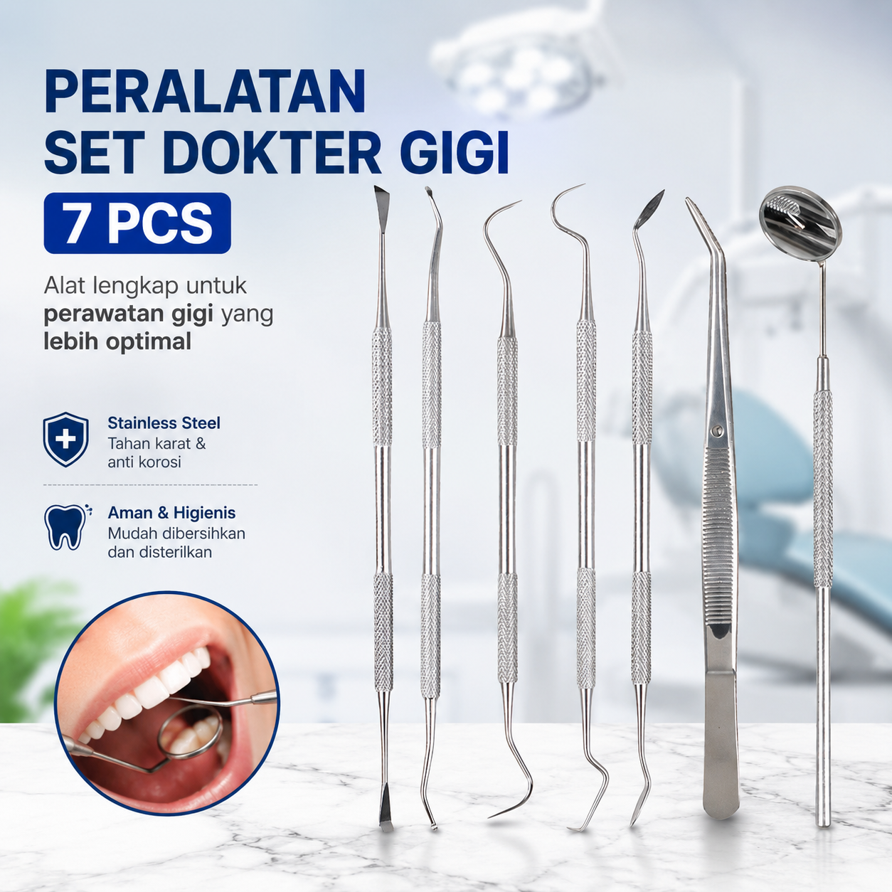 TaffOmicron Peralatan Set Dokter Gigi Dentist Dental Tool 7 PCS - 4012