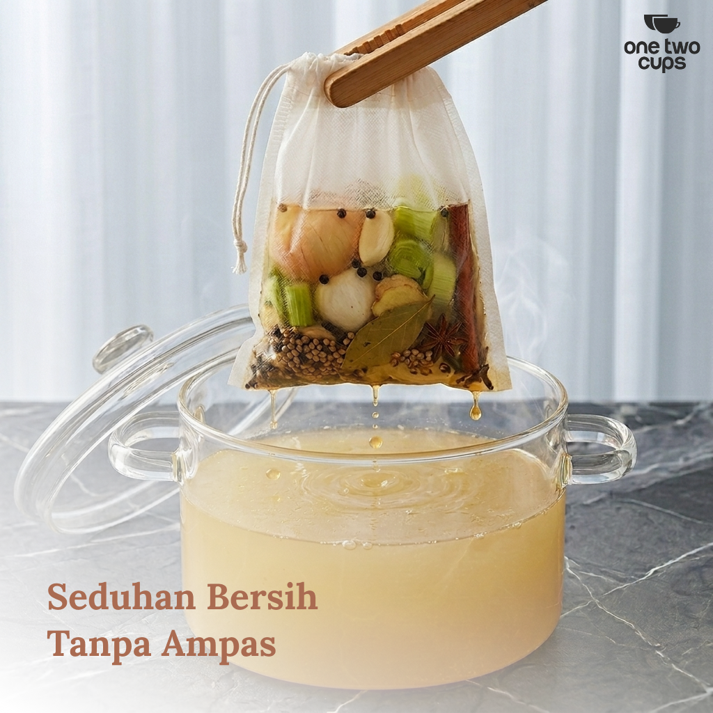 One Two Cups Kantong Teh Celup Kain Saringan Tea Bag Disposable 100PCS - M100 - Gambar 2