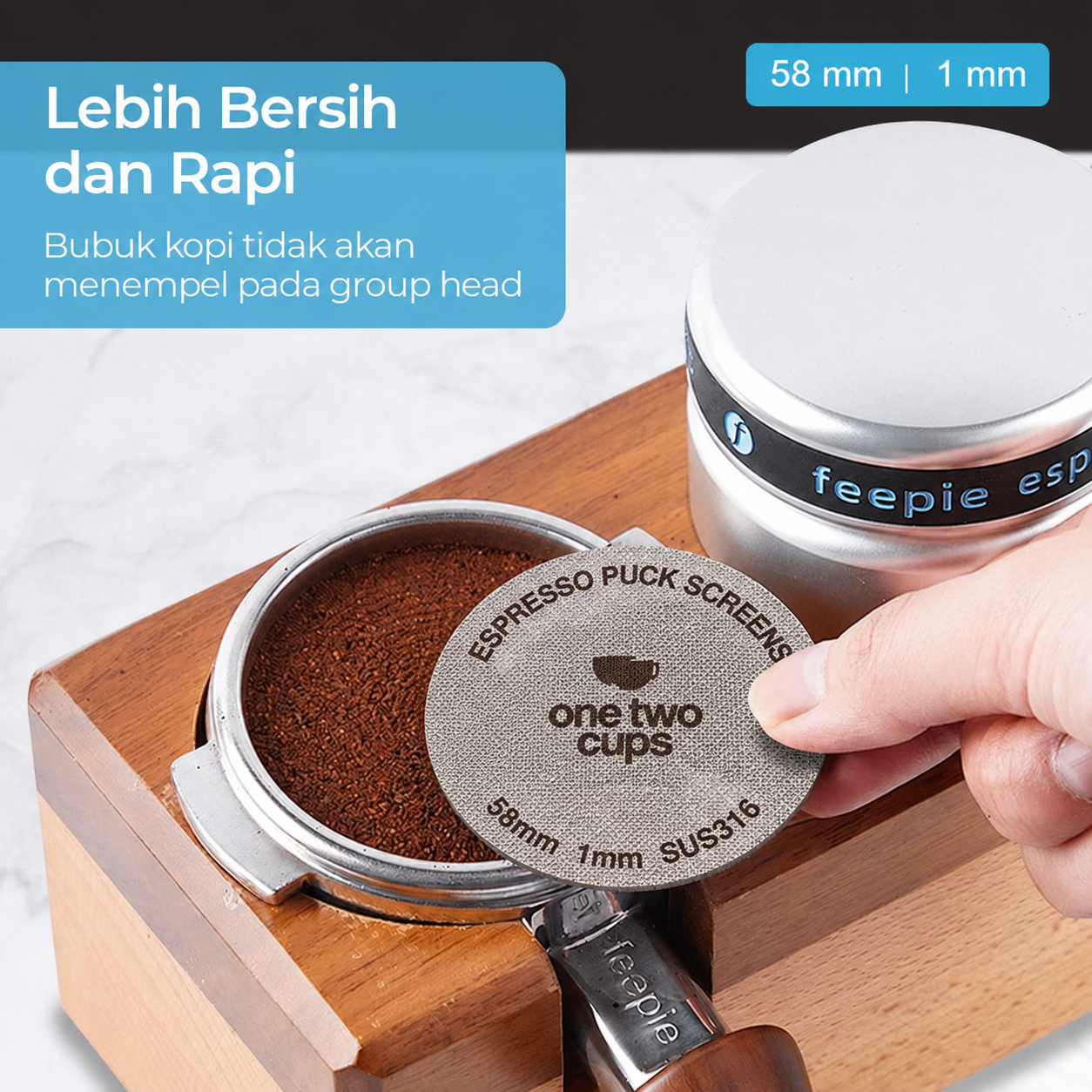 One Two Cups Puck Screen Portafilter Espresso Machine 150 Micron - SUS3 - Gambar 2