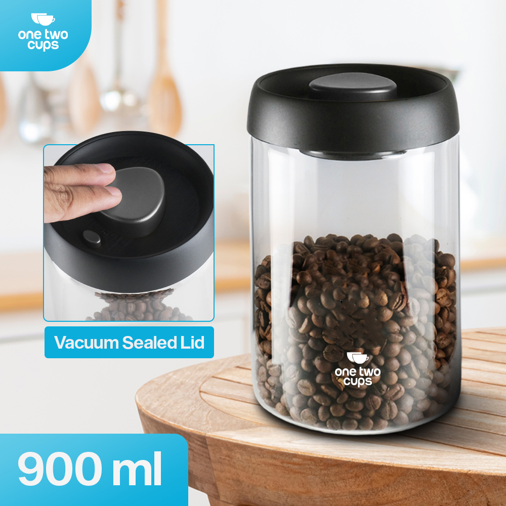 One Two Cups Toples Kaca Penyimpanan Biji Kopi Vacuum Sealed Lid - SE41