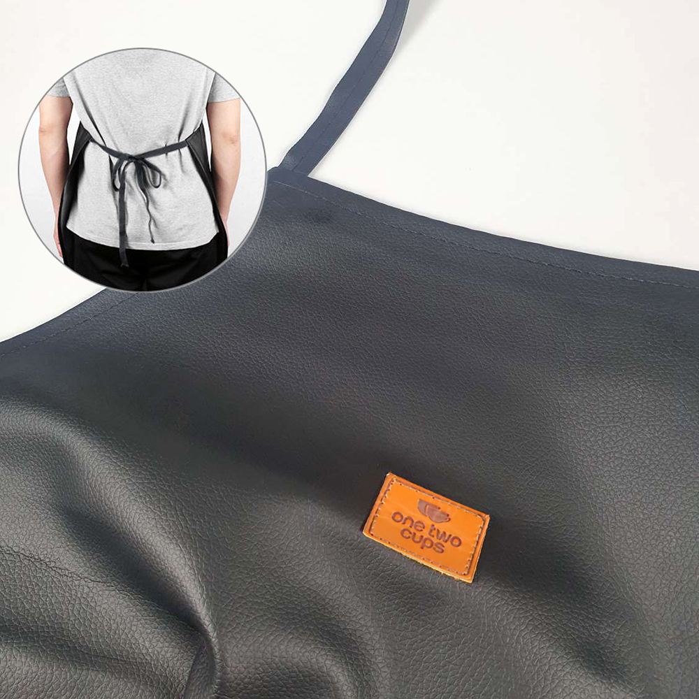 One Two Cups Celemek Masak Apron Dapur Kulit PU Waterproof Durable - ZHAP
