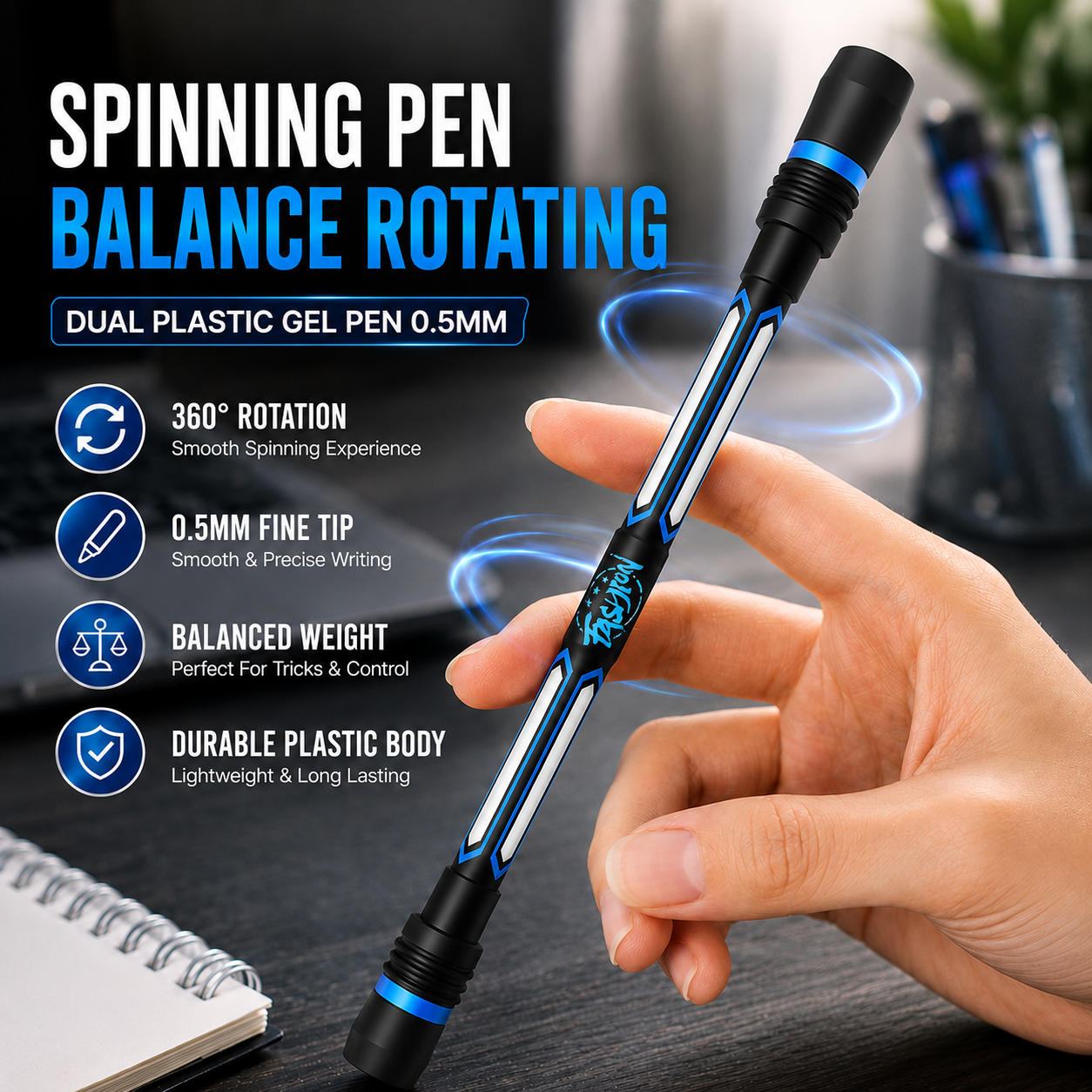 UEAV Spinning Pen Balance Rotating Pulpen Gel 0.5mm Dual Metal 1 PCS - A354