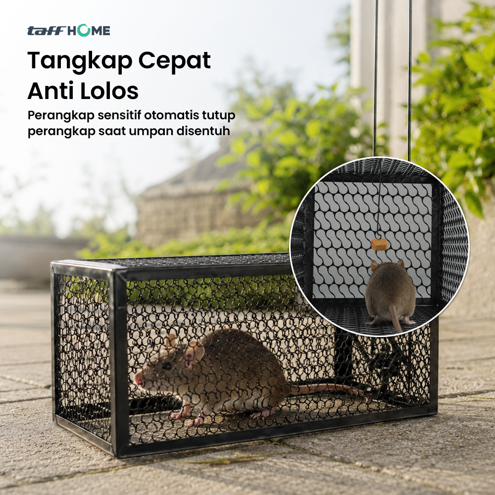 TaffHOME Jebakan Perangkap Tikus Kandang Besi Automatic Mousetrap - B-23 - Gambar 2