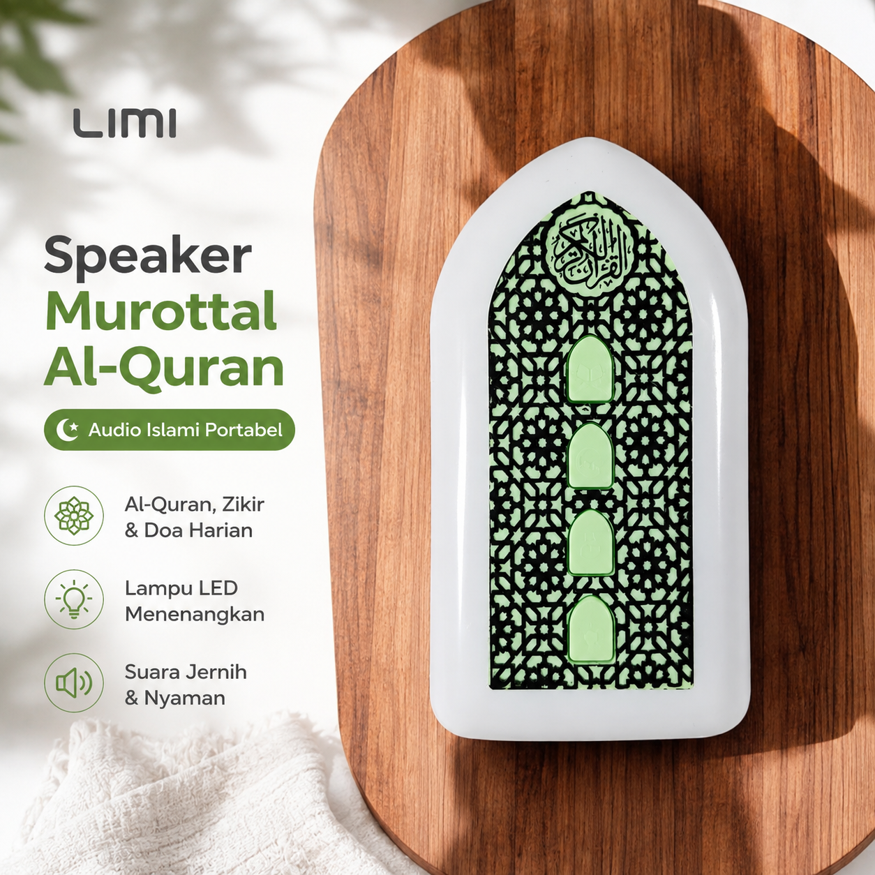 LIMI Speaker Zikir Murottal Al-Quran Portable with LED - ZK3S