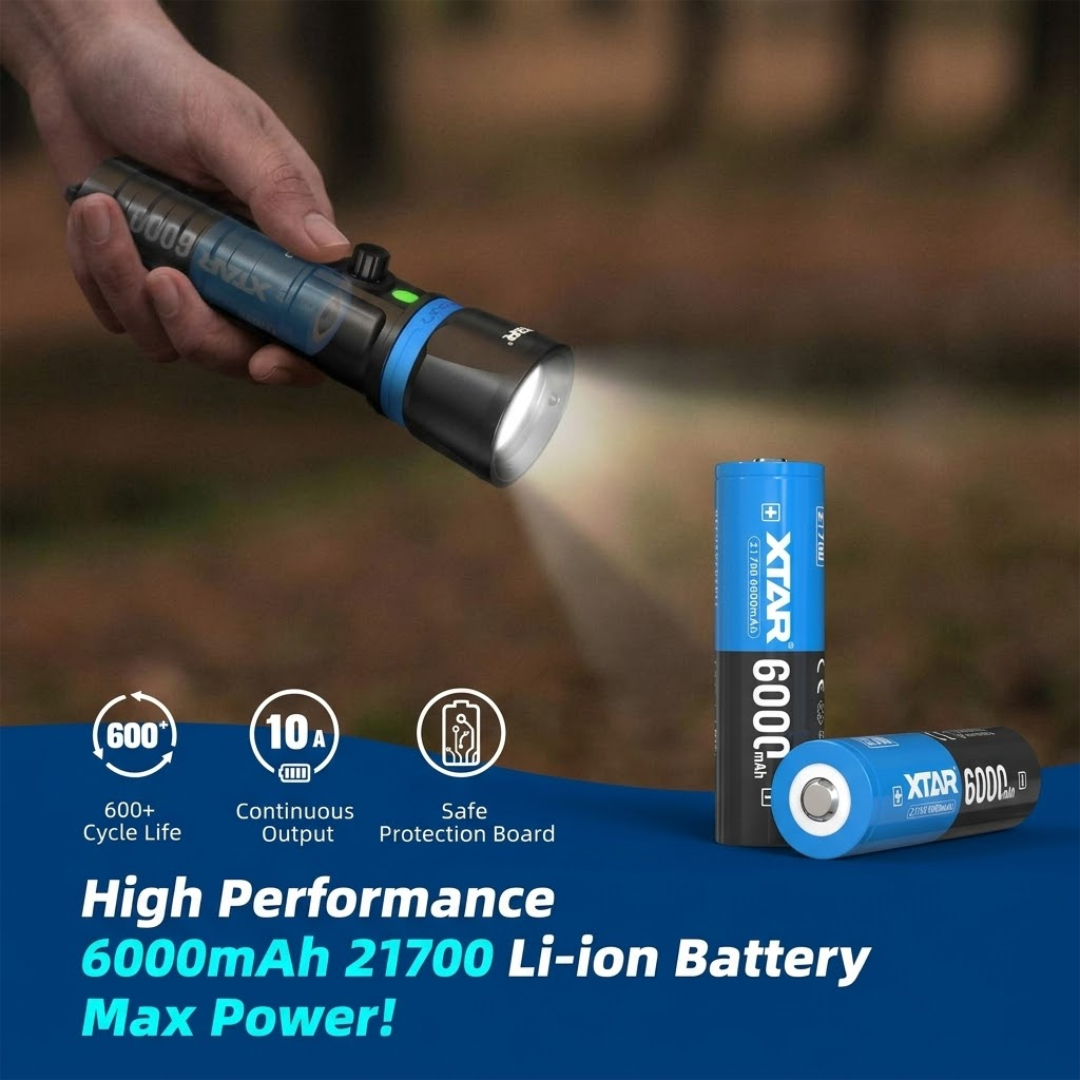 XTAR Baterai Isi Ulang Recharge 21700 Button Top 6000mAh 10A 3.6V 1PCS - Max Power