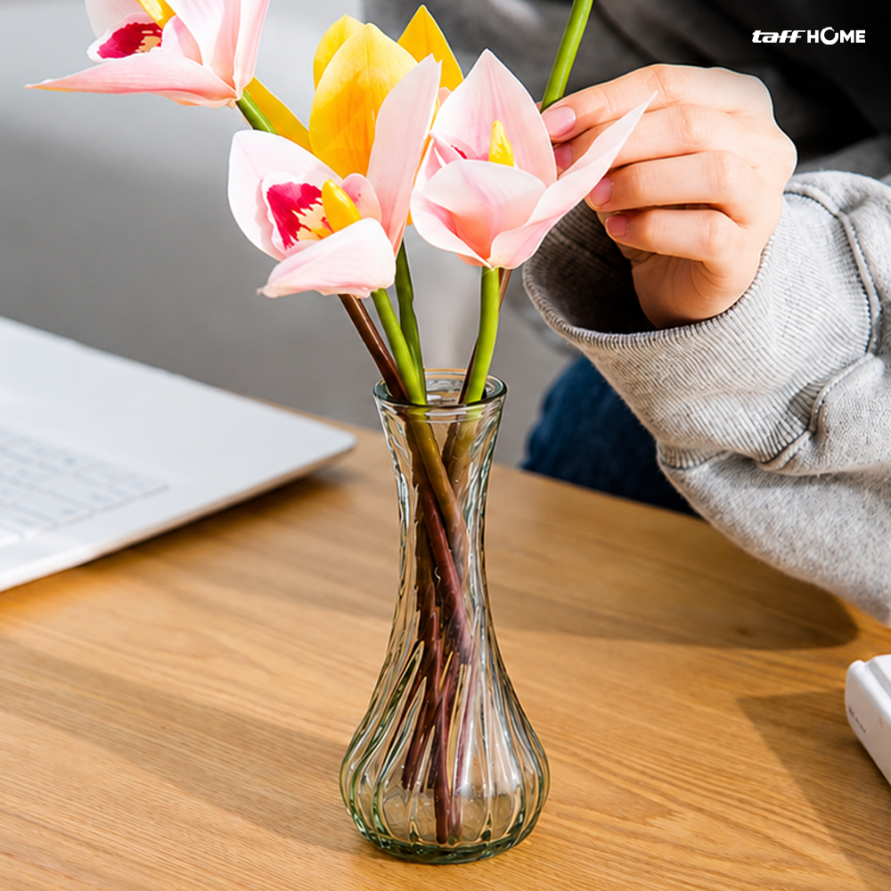 TaffHOME Vas Bunga Botol Kaca Estetik Multifungsi Spiral Flower Vase - FN-15