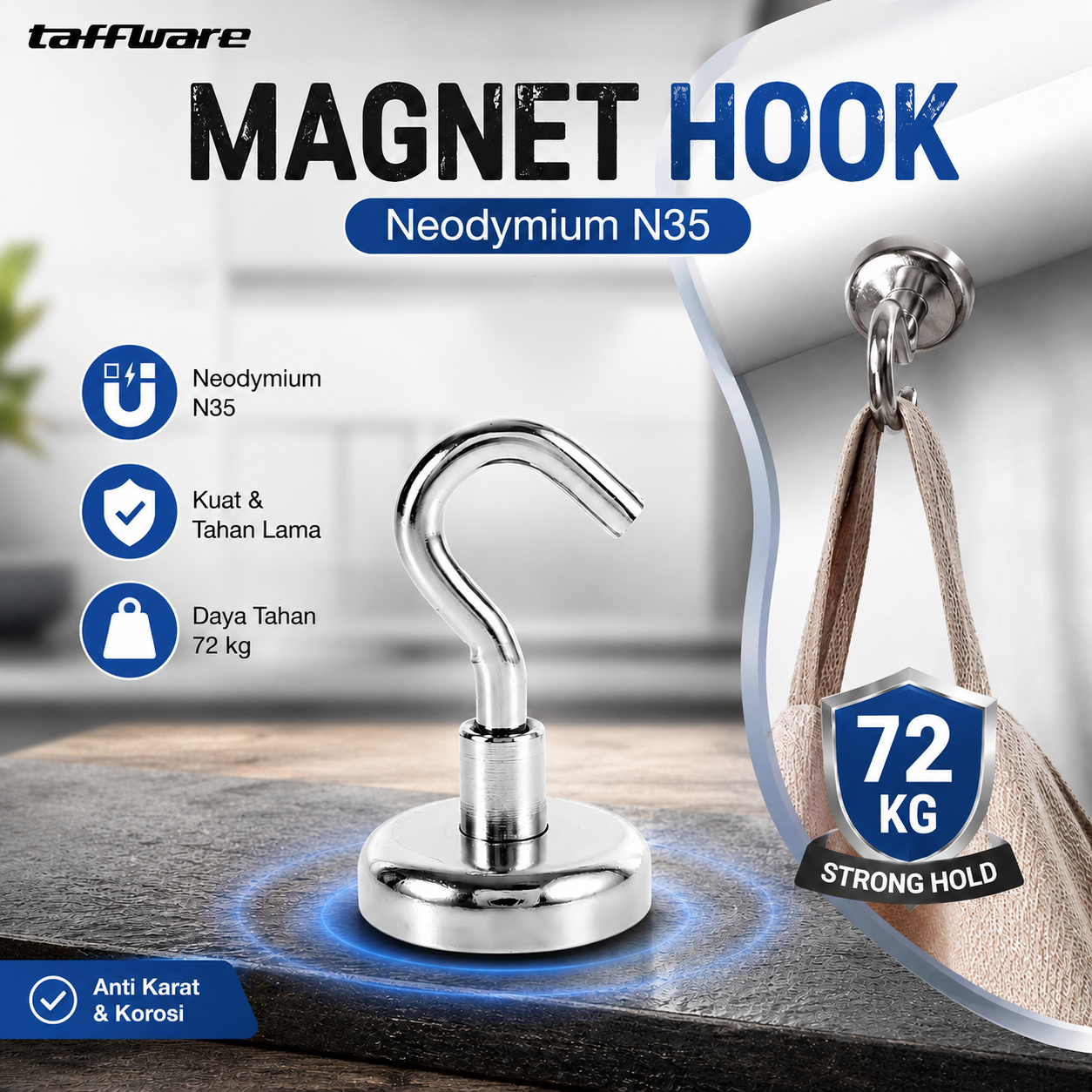 Taffware Magnet Gantungan Hook Hanging Strong Neodymium N35 - SNF36/SNF42/LNF48