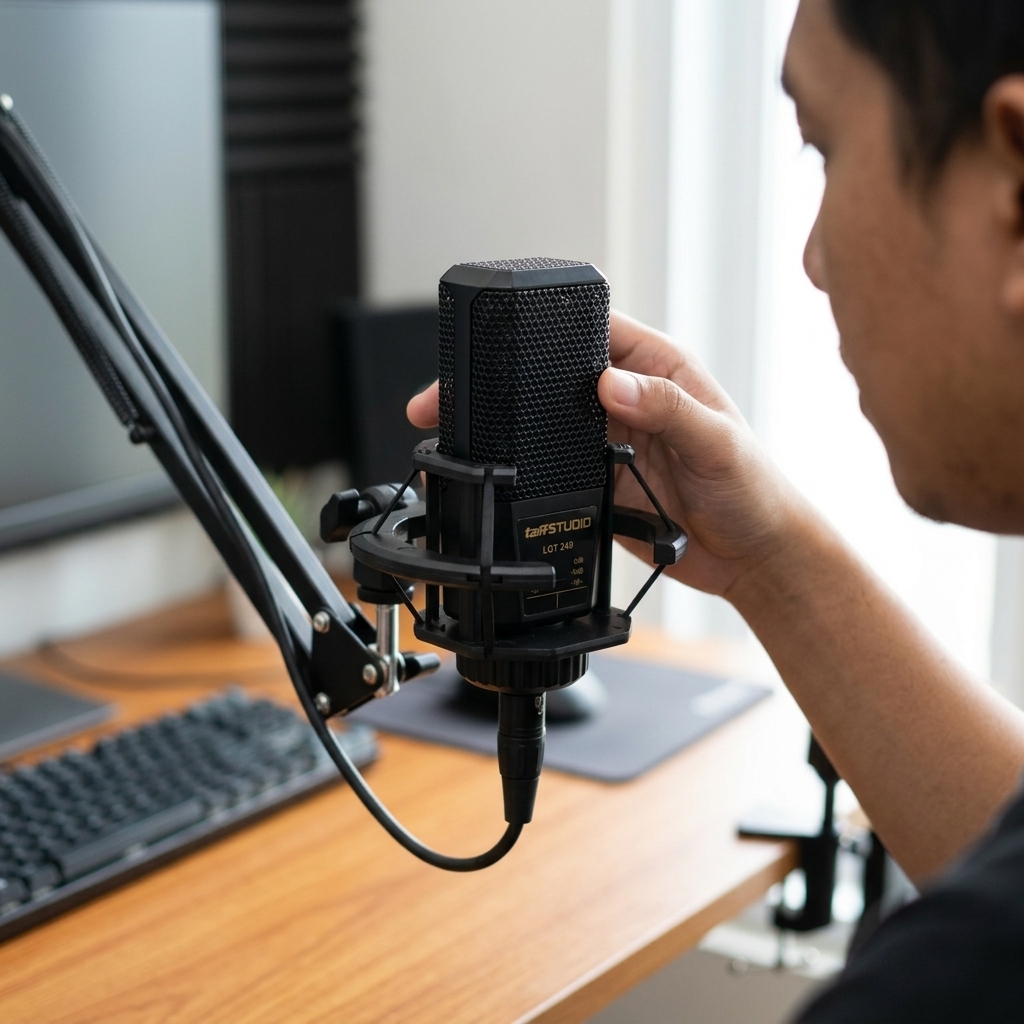 TaffSTUDIO Mic Kondenser XLR Condenser Microphone Cardioid with Holder - LGT240