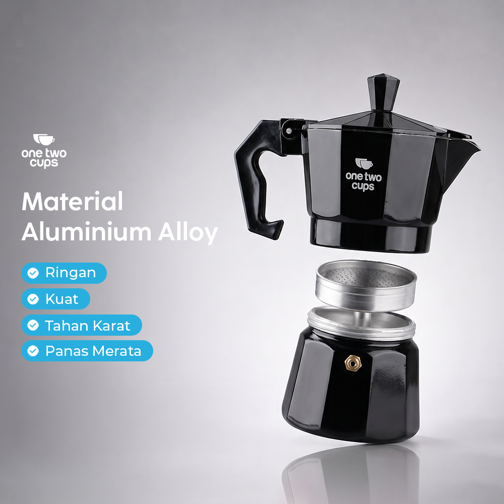 One Two Cups Moka Pot Teko Kopi Espresso Coffee Maker Stovetop - L10 - Gambar 3