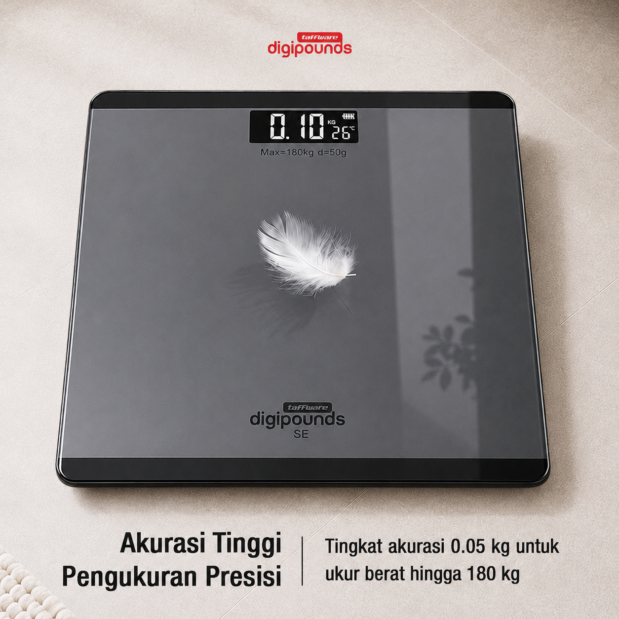 Taffware Digipounds Timbangan Badan Digital Scale Rechargeable 180kg - SE