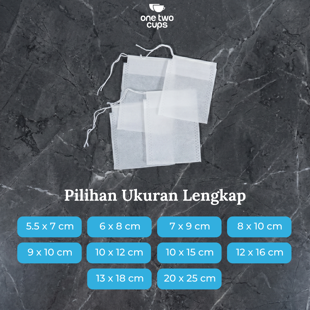 One Two Cups Kantong Teh Celup Kain Saringan Tea Bag Disposable 100PCS - M100 - Gambar 4