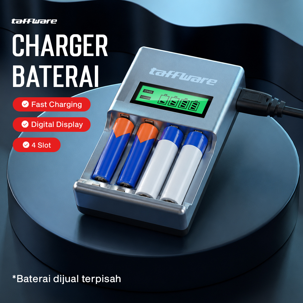 Taffware Charger Baterai 4 Slot AA AAA Ni-MH NiCD LCD Display - C903W