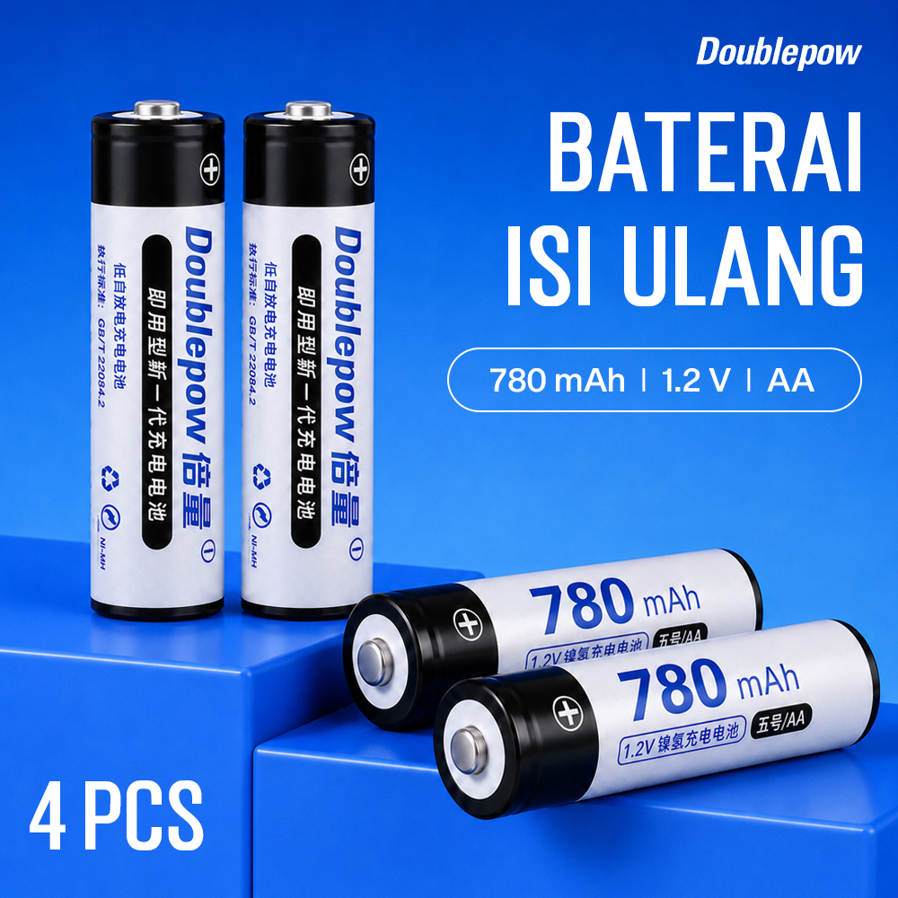 Doublepow Baterai Isi Ulang AA Rechargeable Ni-MH 780mAh 1.2V 4 PCS - DP-AA780