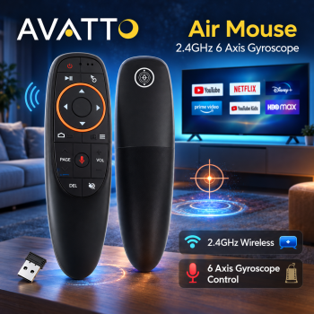AVATTO Air Mouse Wireless 2.4GHz 6 Axis Gyroscope Voice Remote Control - G10
