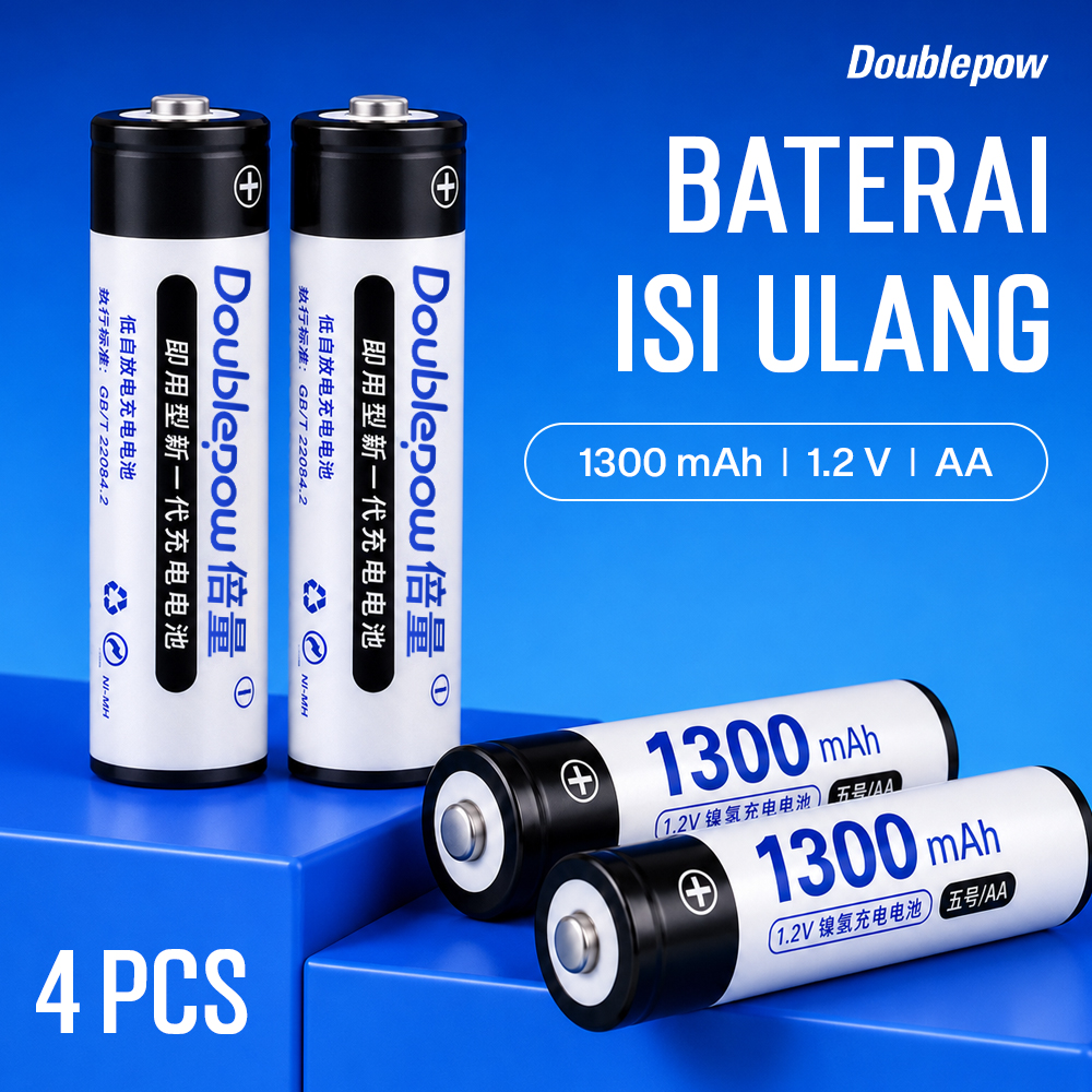 Doublepow Baterai Isi Ulang AA Ni-MH Button Top 1300mAh 1.2V 4 PCS - DP-AA780