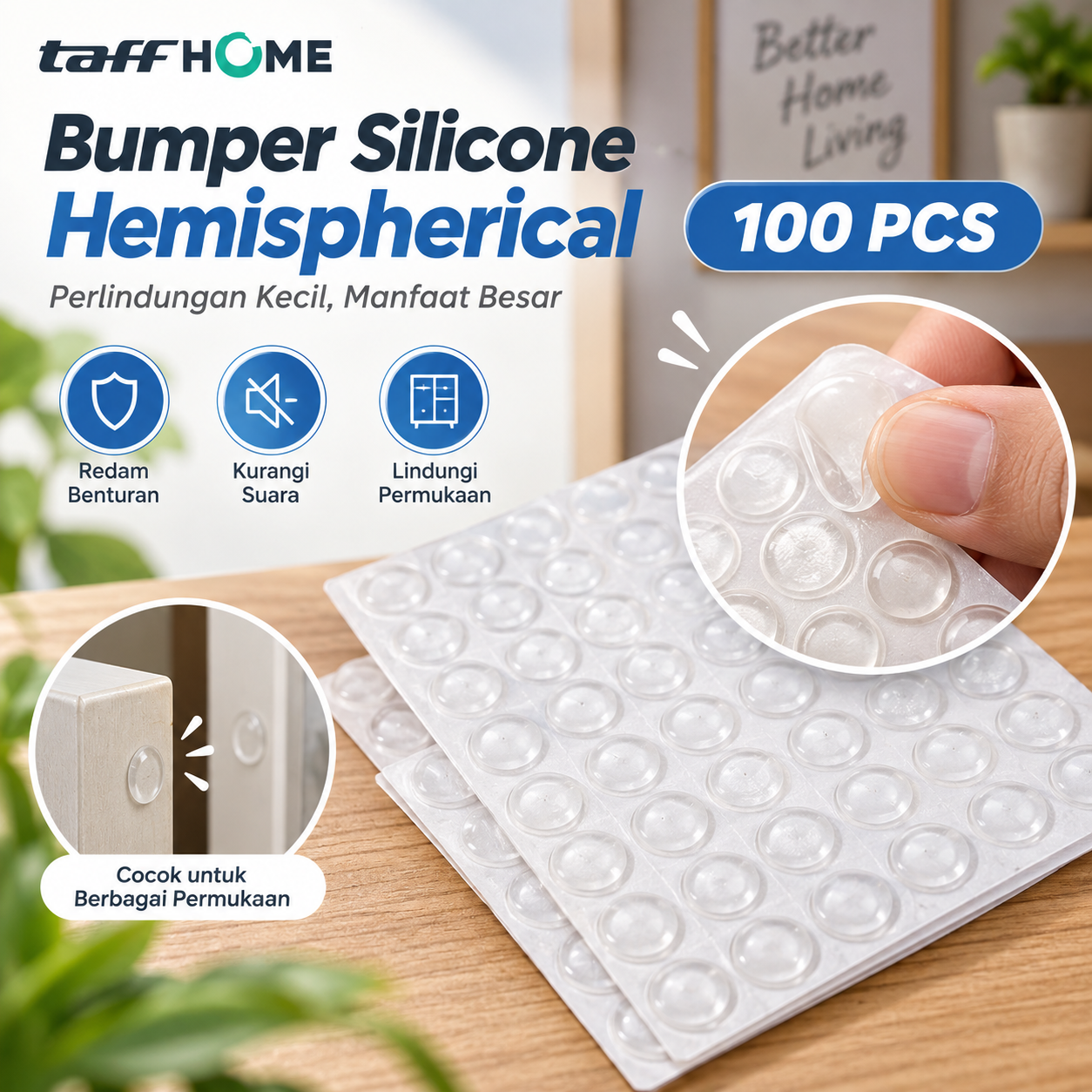 TaffHOME Stiker Benturan Bumper Silicone Bulat Hemispherical 100 PCS - FZL10