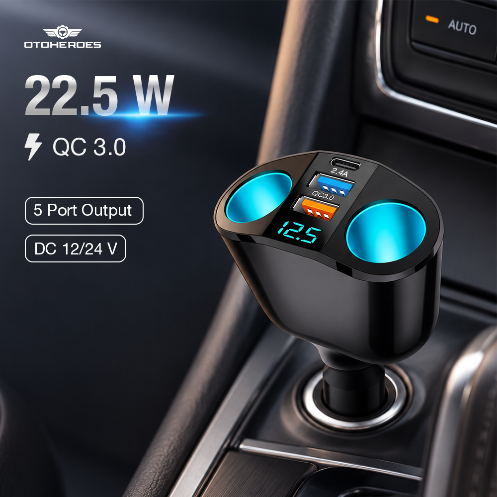 OTOHEROES Car Charger Mobil QC 3.0 LED Type C USB Cigarette 2.4A 22.5W - M7