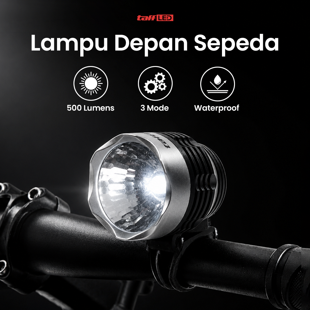 TaffLED Lampu Depan Sepeda LED XML-Q5 Waterproof CR2032 500 Lumens - ZHA14