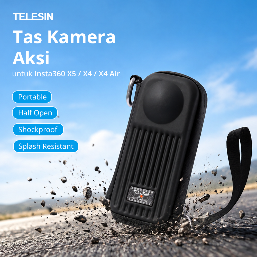 TELESIN Tas Kamera Aksi Portable Carrying Case for Insta360 X5/X4 /Air - S6-PRC-30BK-TIS