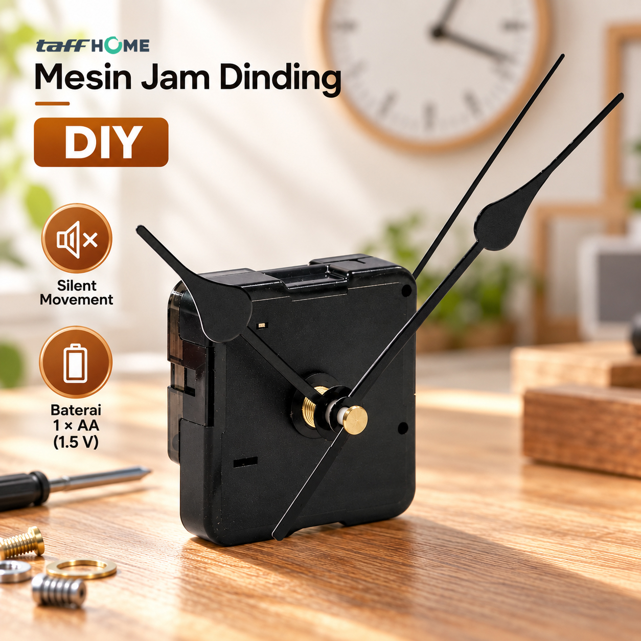 TaffHOME Mesin Jam Dinding DIY Replacement Quartz Silent Heart Needle - 5168-S