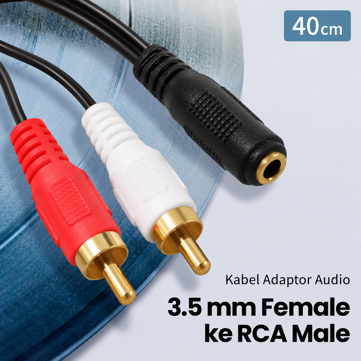 Kabel Adaptor Audio 3.5mm Female ke RCA Male HiFi 40cm