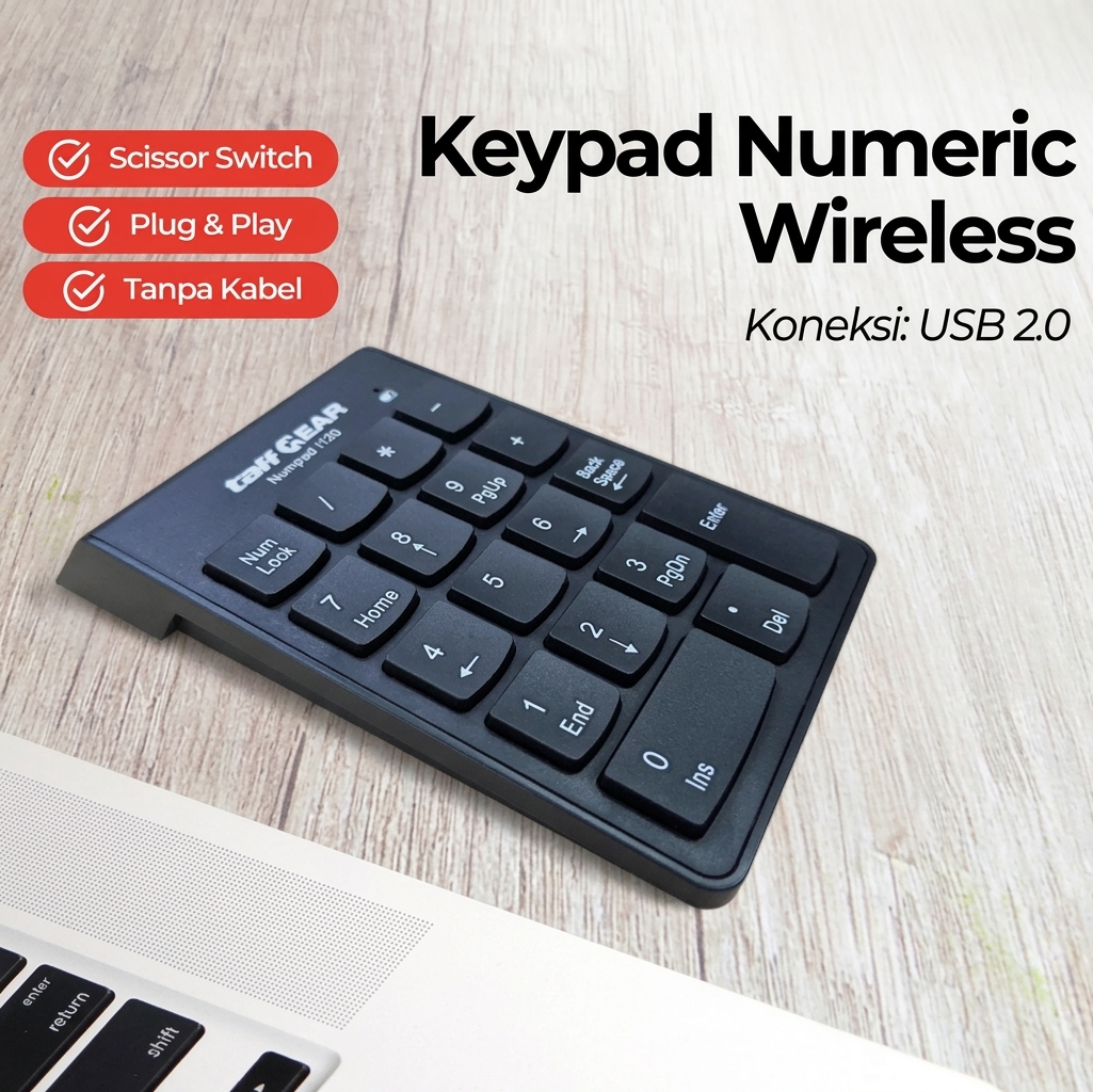 TaffGEAR Keyboard Numeric Numpad Wireless Mini 2.4GHz Scissor Switch - i120