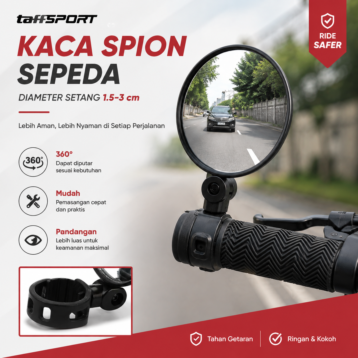 TaffSPORT Kaca Spion Sepeda Bike Blindspot Rearview 360 Derajat 1 PCS - HF00954