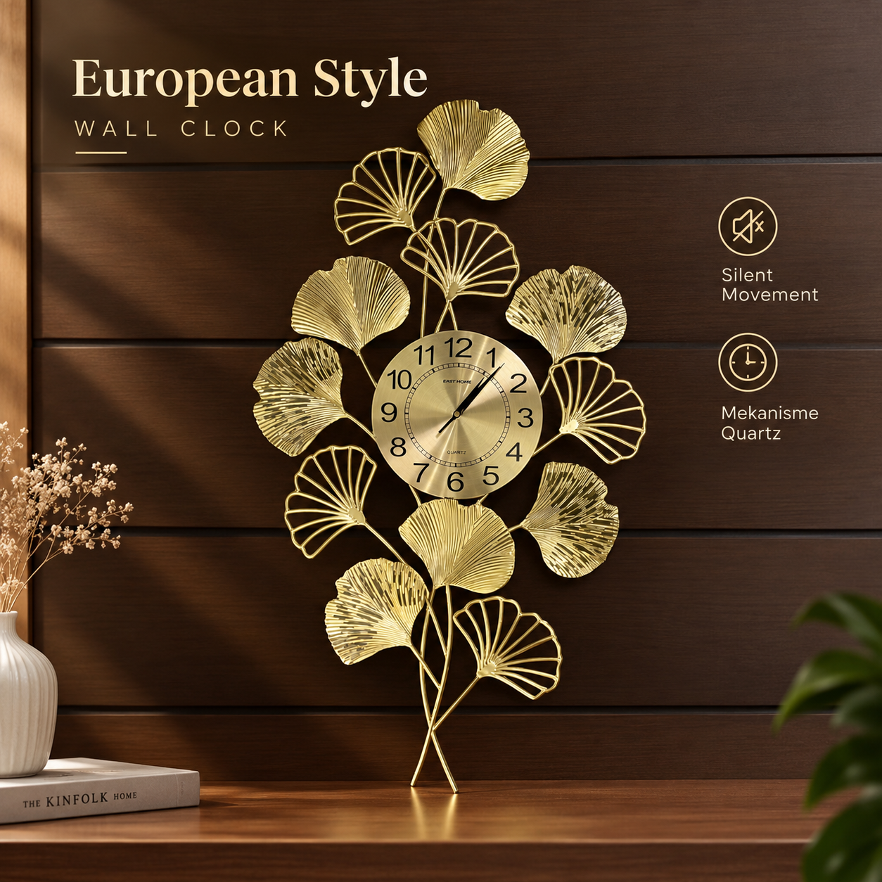 TaffHOME Jam Dinding European Style Quartz Silent Movement 90cm - KK031