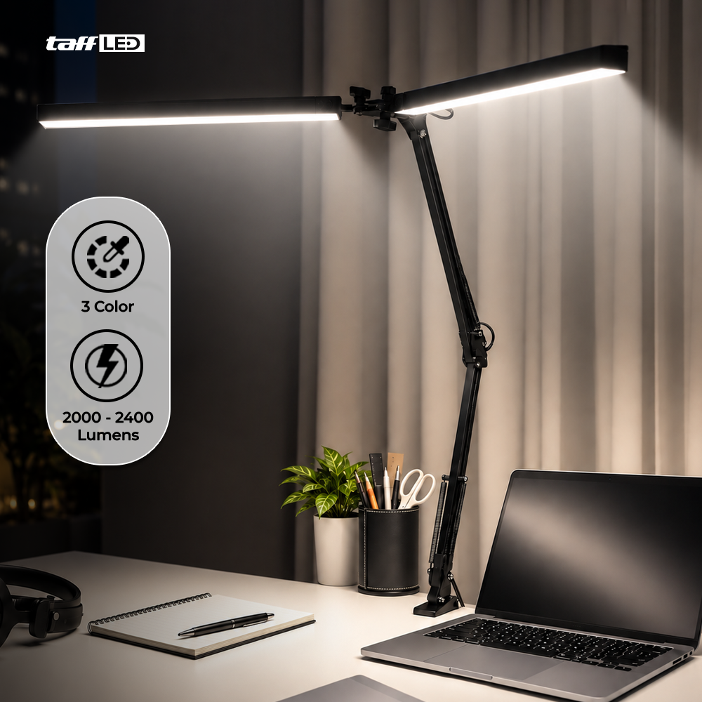 TaffLED Lampu Meja Belajar LED DoubleHeadMemory 3 Color 3000-6500K - ZN14