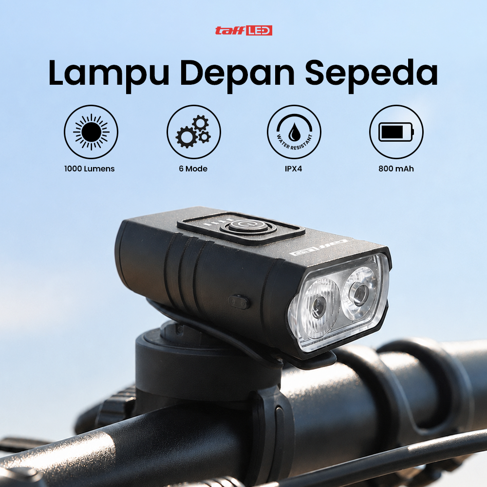 TaffLED Lampu Depan Sepeda LED Waterproof Rechargeable 1000 Lumens - BK60