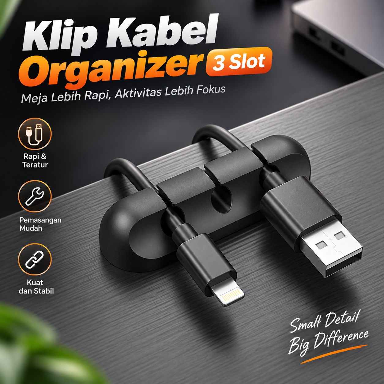 TaffGEAR Klip Kabel Adhesive Organizer Silicone Cable Clip - KR-8006