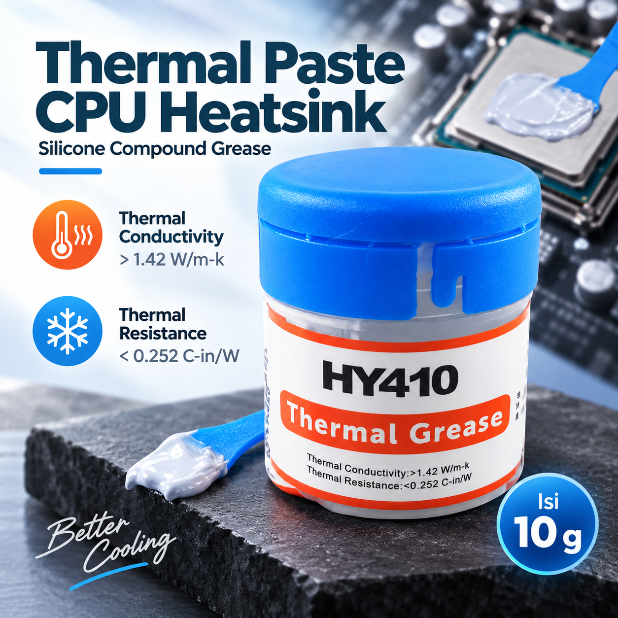 Halnziue Thermal Paste CPU Heatsink Silicone Compound Grease 10g - HY410