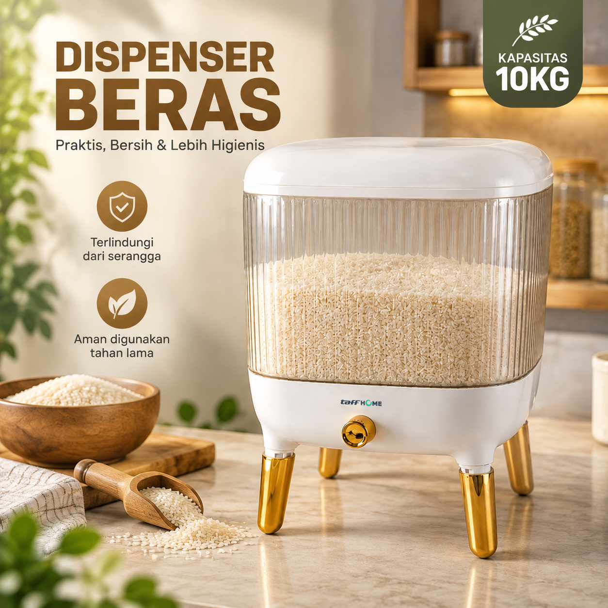 TaffHOME Tempat Beras Dispenser Rice Box Container Insect Proof 10kg - DK32