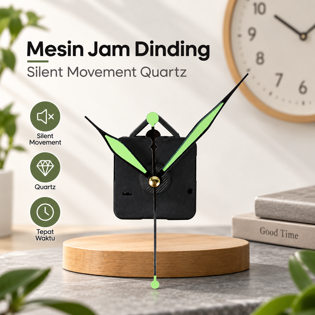 TaffHOME Mesin Jam Dinding DIY Replacement Silent Movement Quartz - 5168-S
