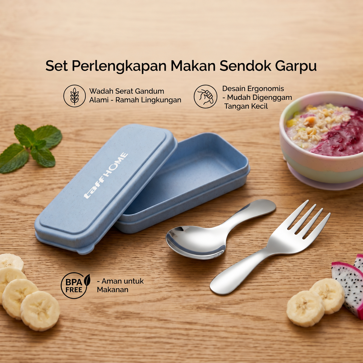 TaffHOME Set Perlengkapan Makan Sendok Garpu Mini Cutlery Set 2 PCS - R-304