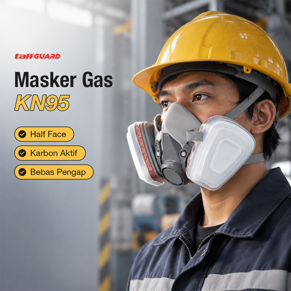 TaffGUARD Masker Gas Half Face Respirator Filter Karbon Aktif KN95 - 6200