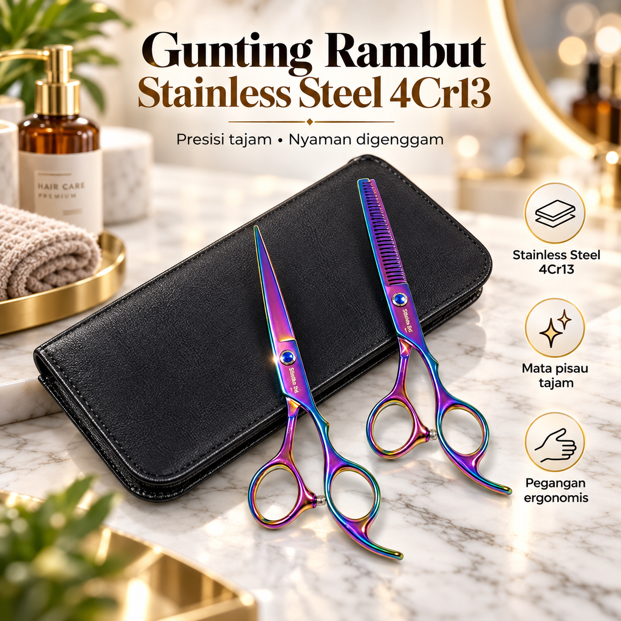 Biutte.co Gunting Rambut Lurus Electroplating Stainless Steel 4Cr13 - M132