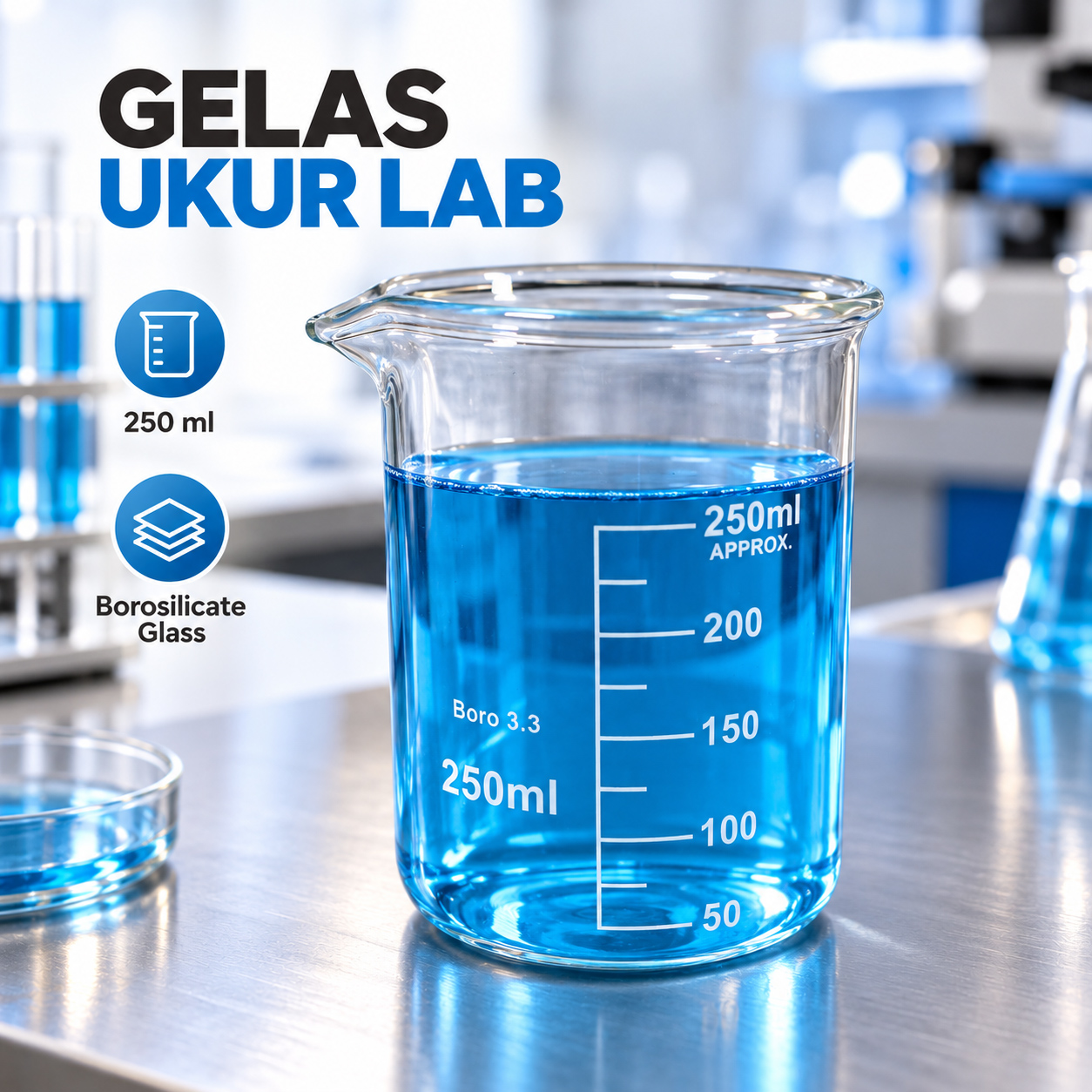 VYROX One Two Cups Gelas Ukur Lab Kimia Multifungsi Borosilicate Glass - BG17