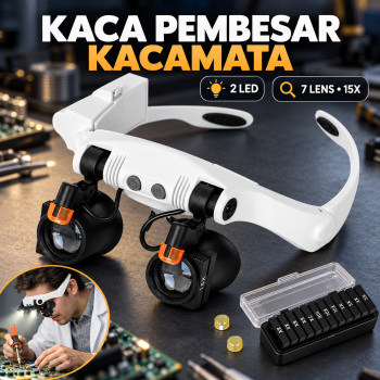 ZEAST Kaca Pembesar Kacamata Reparasi Jam Lup with 2 LED 7 Lens 15X - Z-12
