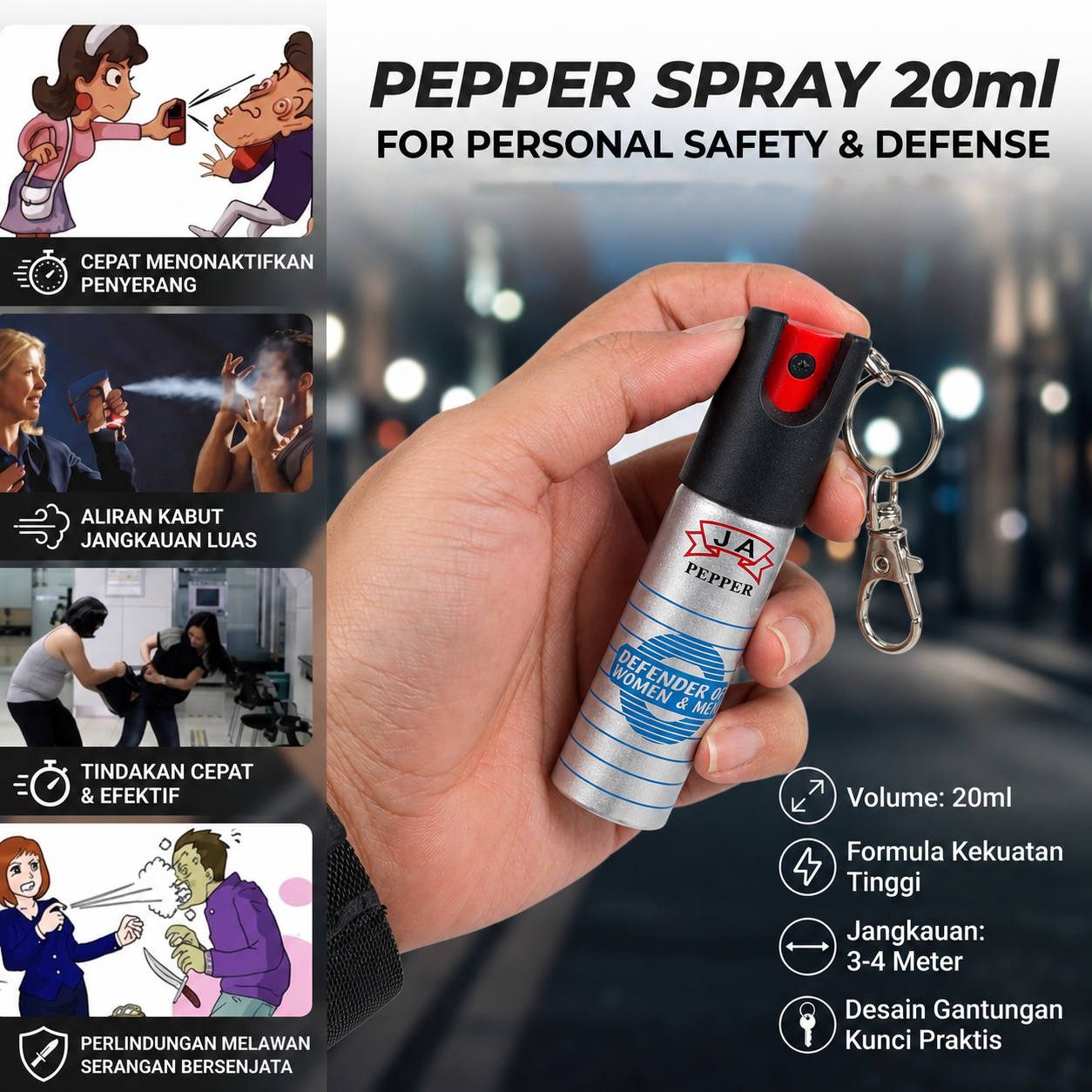 JA Guard Semprot Lada Perlindungan Diri Capsaicin Pepper Spray 20ml - PS007