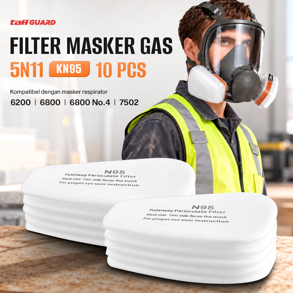 TaffGUARD Filter Masker Gas Respirator Cotton 5N11 KN95 6200 10 PCS - KA-5N11
