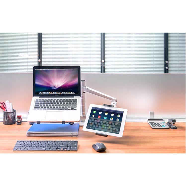 Bracket Laptop dan Tablet Holder Mount Multifungsi Aluminium 2 Arm - OA-9X