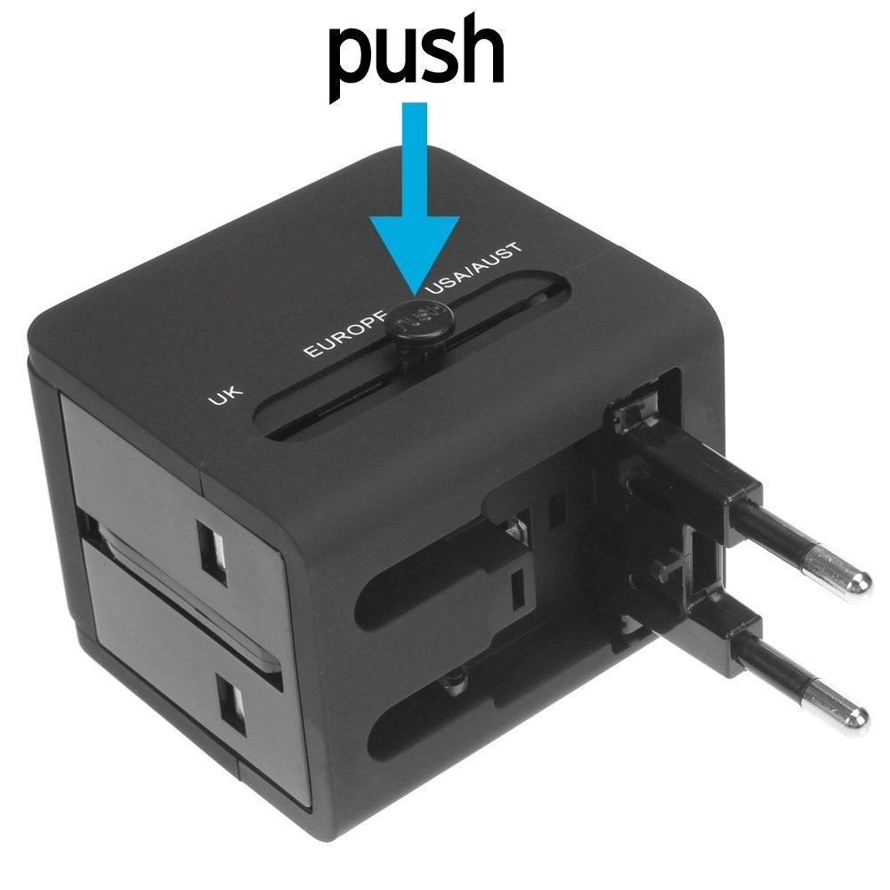 ETORA Travel Adaptor Universal Plug EU UK US/AUST 2.1A USB A Port - JY-148