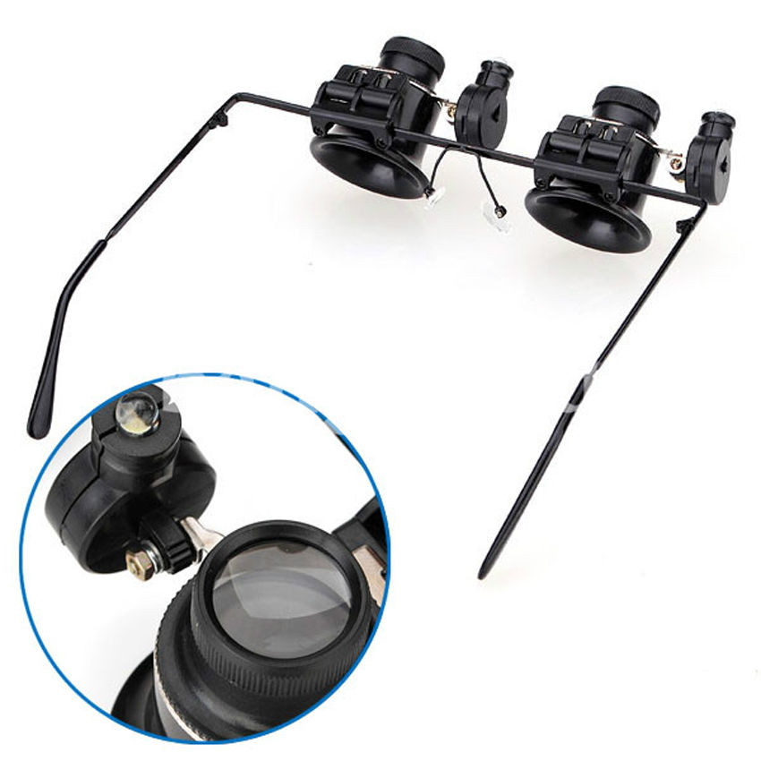 Gorelax Kaca Pembesar Kacamata Reparasi Jam Magnifier with 2 LED 20X - 9892A
