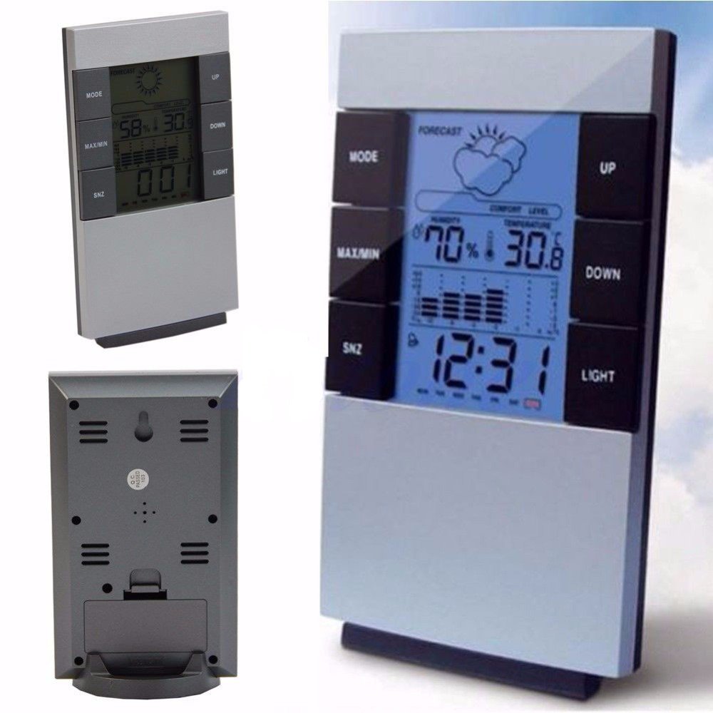 Weather Station Humidity Temperature Alarm Desk Clock Jam Alarm - 3210