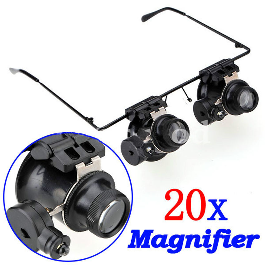 Gorelax Kaca Pembesar Kacamata Reparasi Jam Magnifier with 2 LED 20X - 9892A