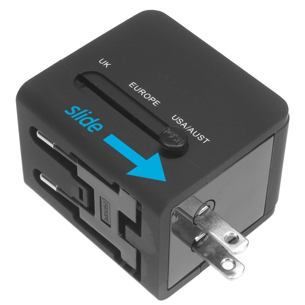 ETORA Travel Adaptor Universal Plug EU UK US/AUST 2.1A USB A Port - JY-148