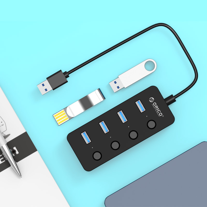 ORICO USB 3.0 High Speed USB HUB 4 Port with On/Off Switch - W9PH4-U3